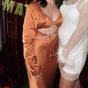 Camila Coelho Orange Satin Maxi Dress